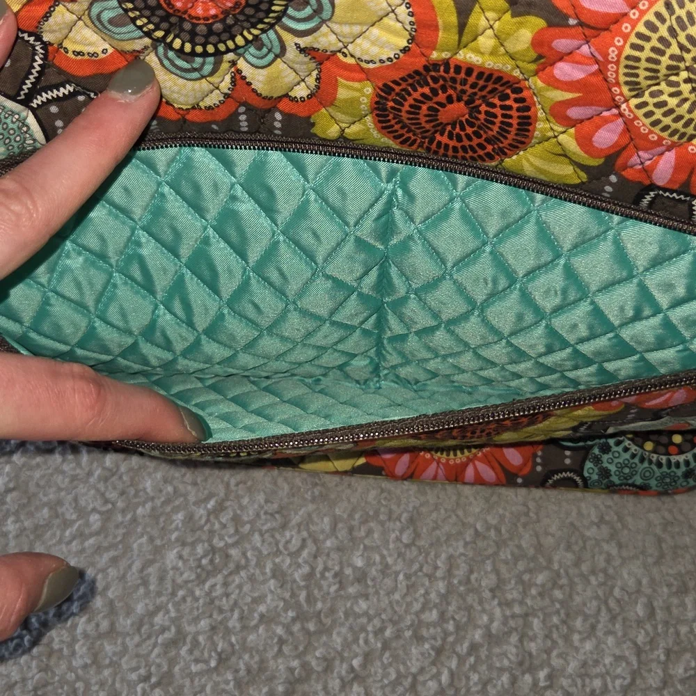 Vera Bradley Quilted Cushioned Floral Laptop Crossbody Bag In Flower Shower